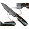 REBEL WOLF ALPHA COMMANDO TANTO DAMASCUS STEEL FORGED KNIFE BUFFALO HORN HANDLE